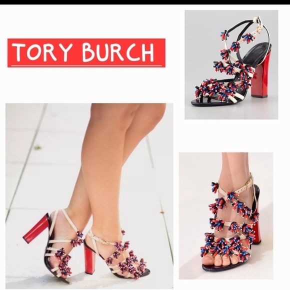 Tory Burch Ambrosia Beaded Raffia Runway Sandal - Picture 1 of 12